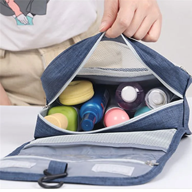 Bolsa de Viaje de Viaje Portátil de Weekeight Bag Multipocket Mesh Mesh Cosmetics Bolsa de Almacenamiento Con Gancho Colgante - Azul Marino