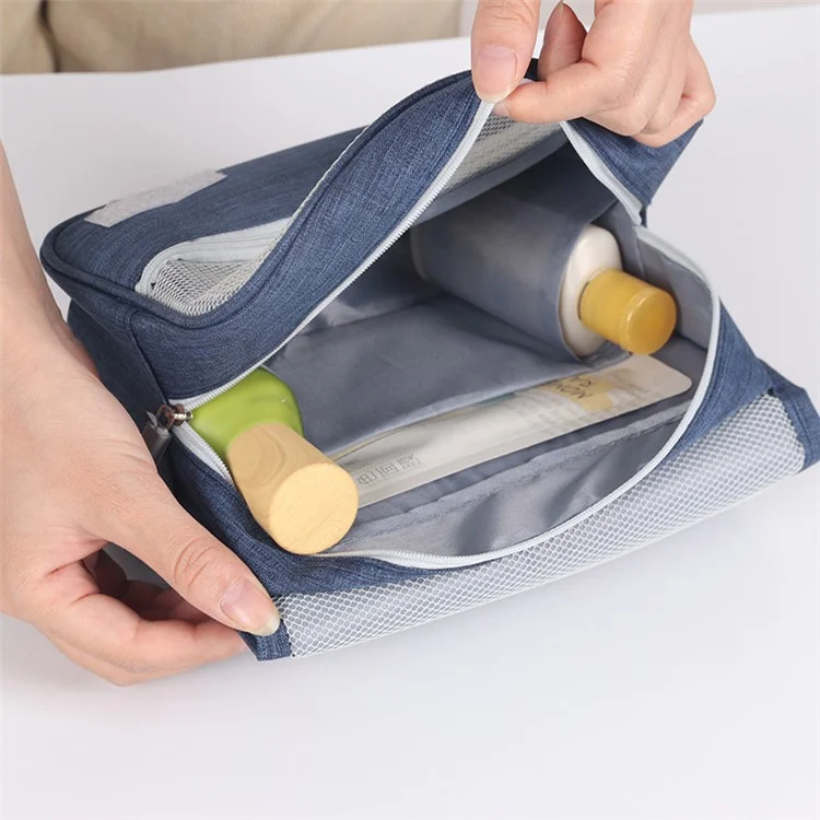 Bolsa de Viaje de Viaje Portátil de Weekeight Bag Multipocket Mesh Mesh Cosmetics Bolsa de Almacenamiento Con Gancho Colgante - Azul Marino