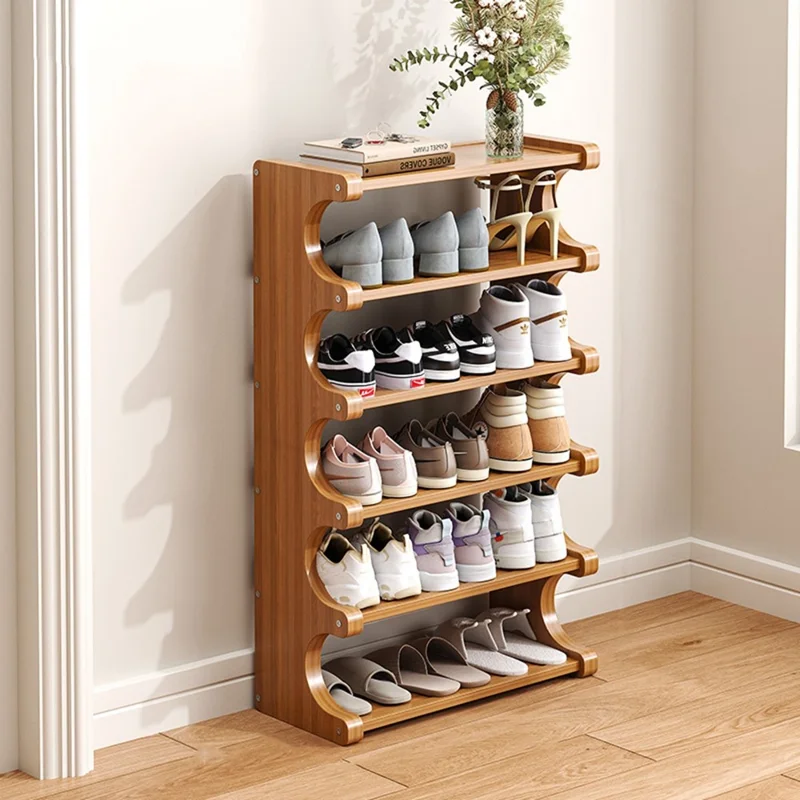 Estantería para Zapatos de Bambú de 6 Niveles, 50 cm de Longitud, Organizador de Almacenamiento para Entrada, Dormitorio y Hogar
