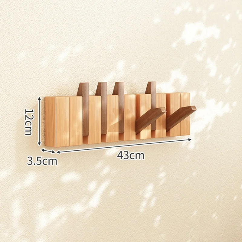 Appendiabiti da parete in legno con 6 ganci, design a chiave di piano, pieghevole, per ingresso, camera da letto, corridoio - Colore a spicchi
