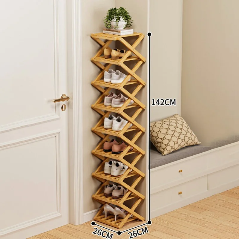 9-stufiges Schuhregalsystem für den Eingangsbereich, Aufbewahrung und Organizer für Schuhe für den Innenbereich - Burlywood