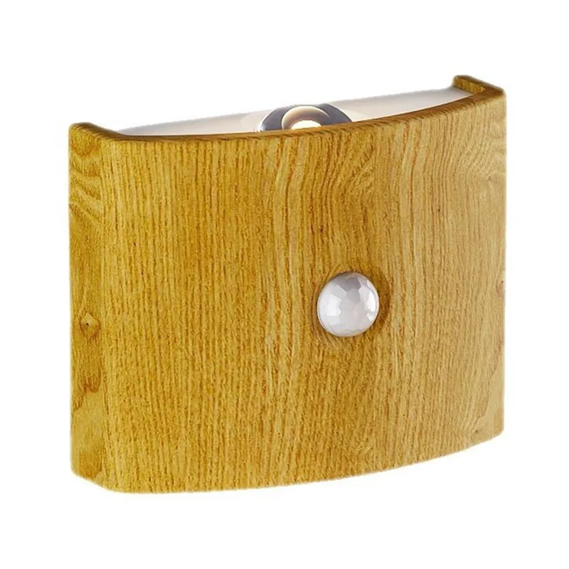 SWL003 No Drilling Wireless Magnetic Wall Light Motion Sensor Night Lamp for Bedroom Stairs - Wood Grain