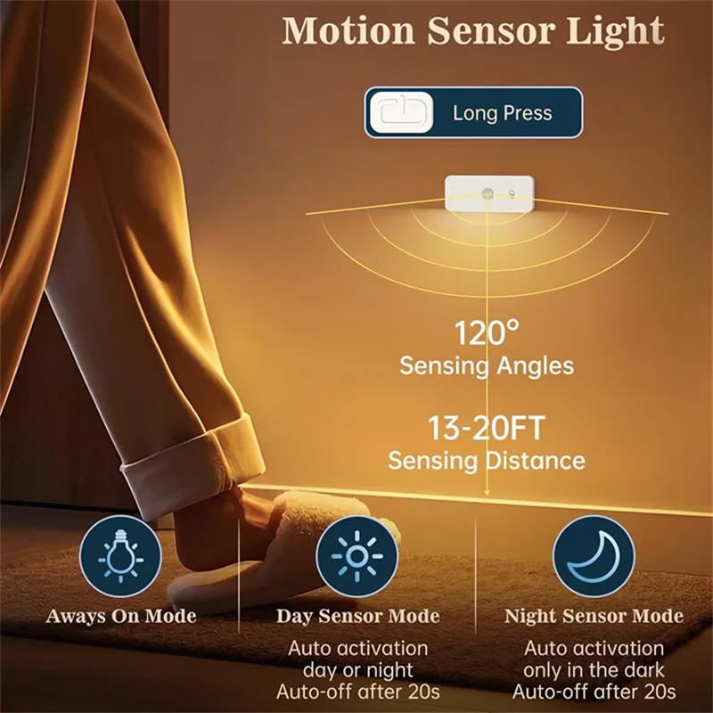 T053 Motion Sensor Night Light USB Rechargeable Side Illumination Human Body Detection Lamp
