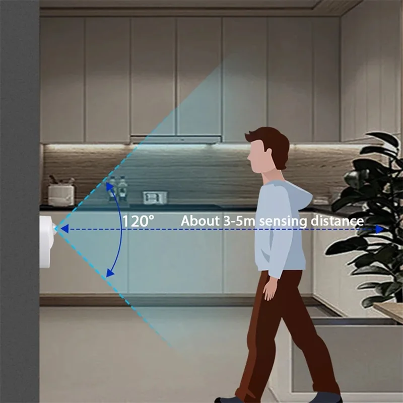 T023 4 PCS Wireless Smart LED Motion Sensor Night Light Battery Powered For Bathroom Hallway Closet - Warm White Light