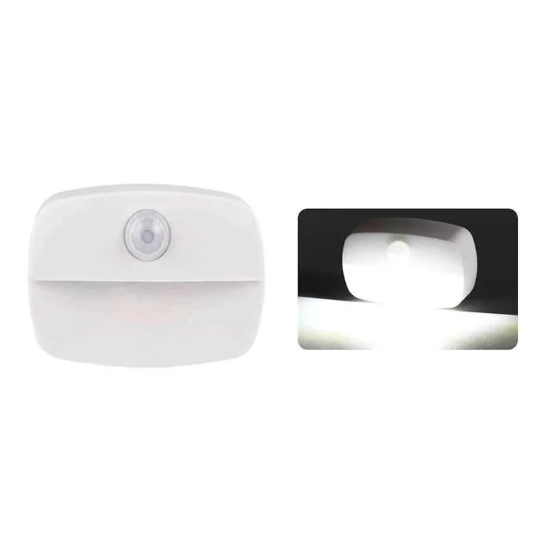 T023 4 PCS Wireless Smart LED Motion Sensor Night Light Battery Powered For Bathroom Hallway Closet - Cool White Light