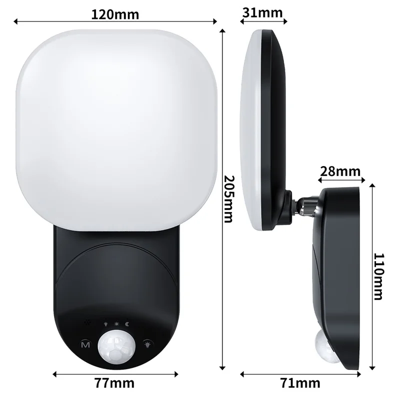 T051B Smart Outdoor Adjustable Wall Light Motion Sensor Security Lamp For Patio  /  Garden  /  Yard - Black