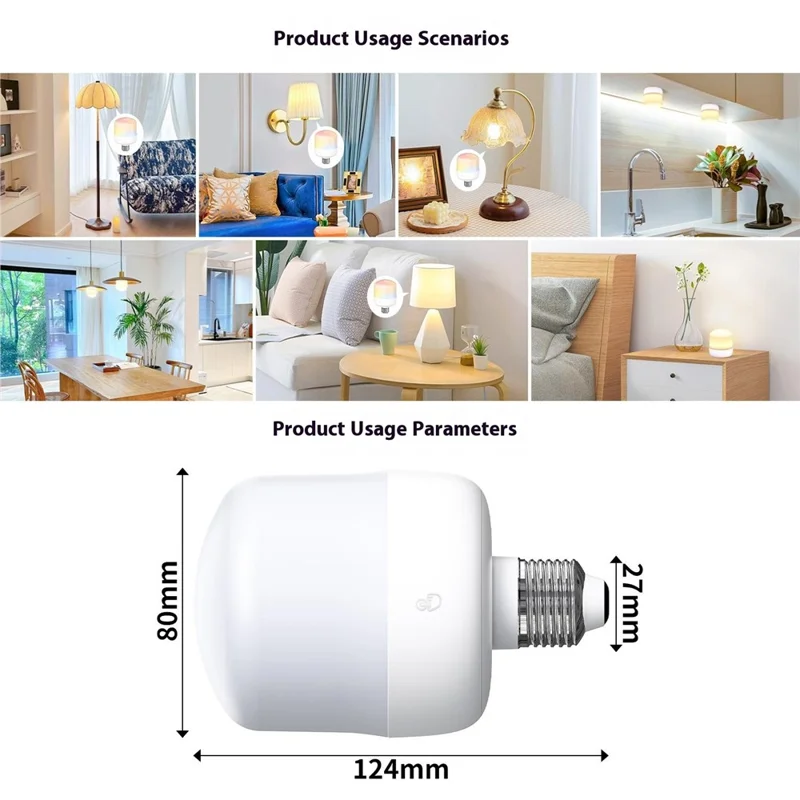 Lampadina ricaricabile USB T103 E26 Socket Controllo touch Telecomando Operato 15 Colori Luminosità regolabile