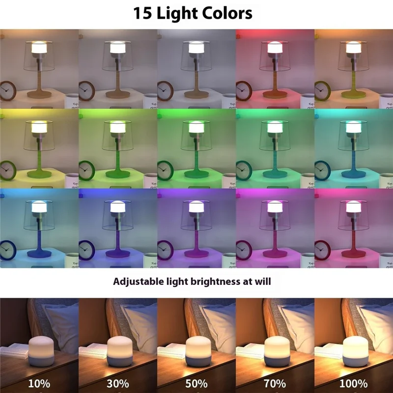 T103 4 Lampadine LED Ricaricabili tramite USB con Attacco E26, Controllo Touch e 2 Telecomandi
