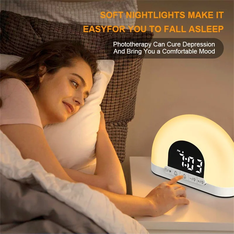 XH-304 Sunrise Wake Up Light Alarm Clock With Sound Ambint Lighting LED Desk Lamp Night Light