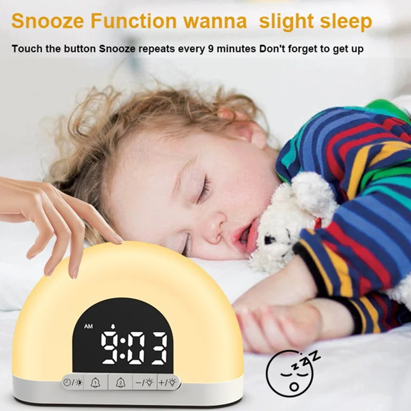 XH-304 Sunrise Wake Up Light Alarm Clock With Sound Ambint Lighting LED Desk Lamp Night Light