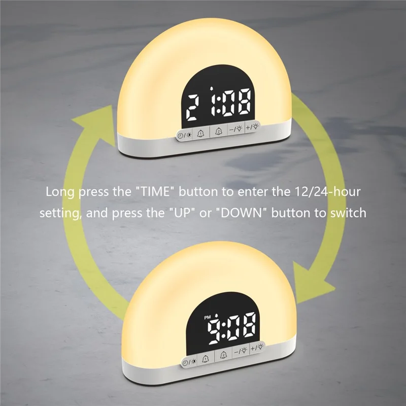 XH-304 Sunrise Wake Up Light Alarm Clock With Sound Ambint Lighting LED Desk Lamp Night Light
