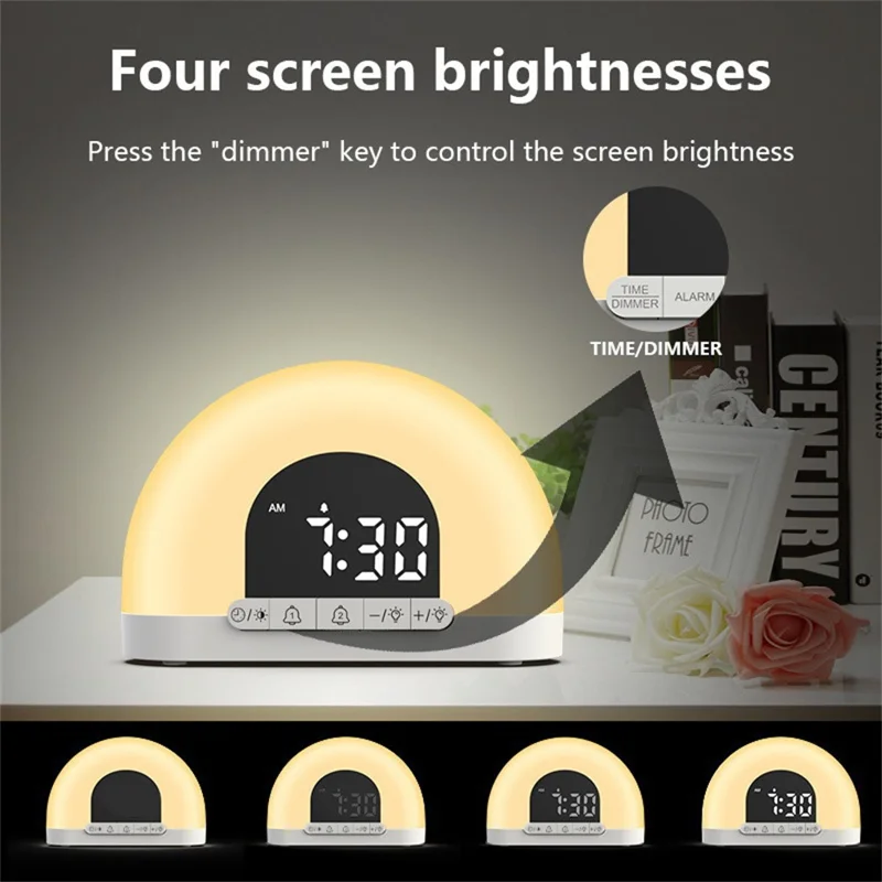 XH-304 Sunrise Wake Up Light Alarm Clock With Sound Ambint Lighting LED Desk Lamp Night Light