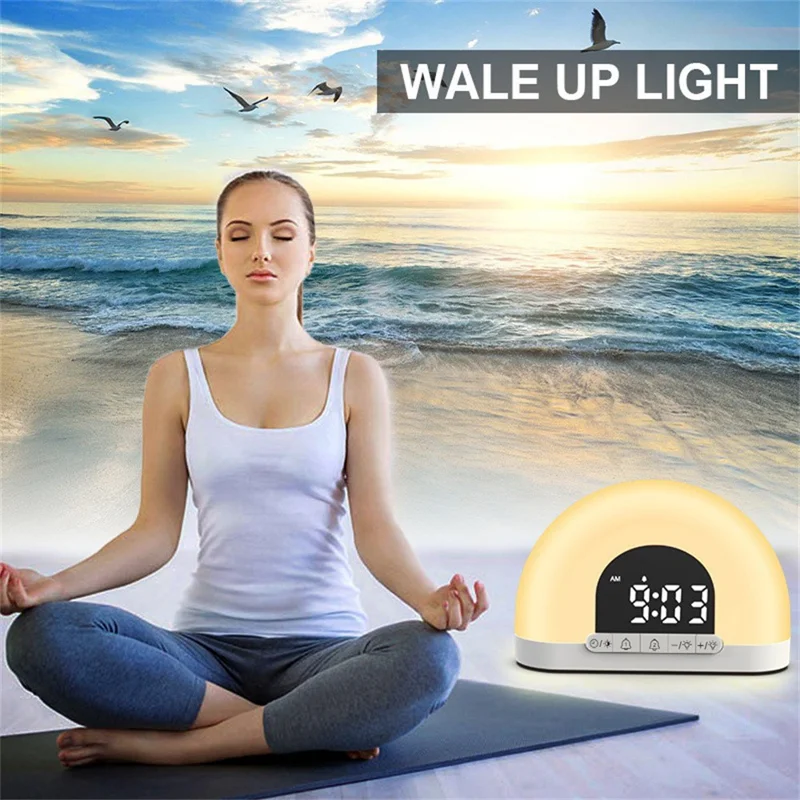 XH-304 Sunrise Wake Up Light Alarm Clock With Sound Ambint Lighting LED Desk Lamp Night Light