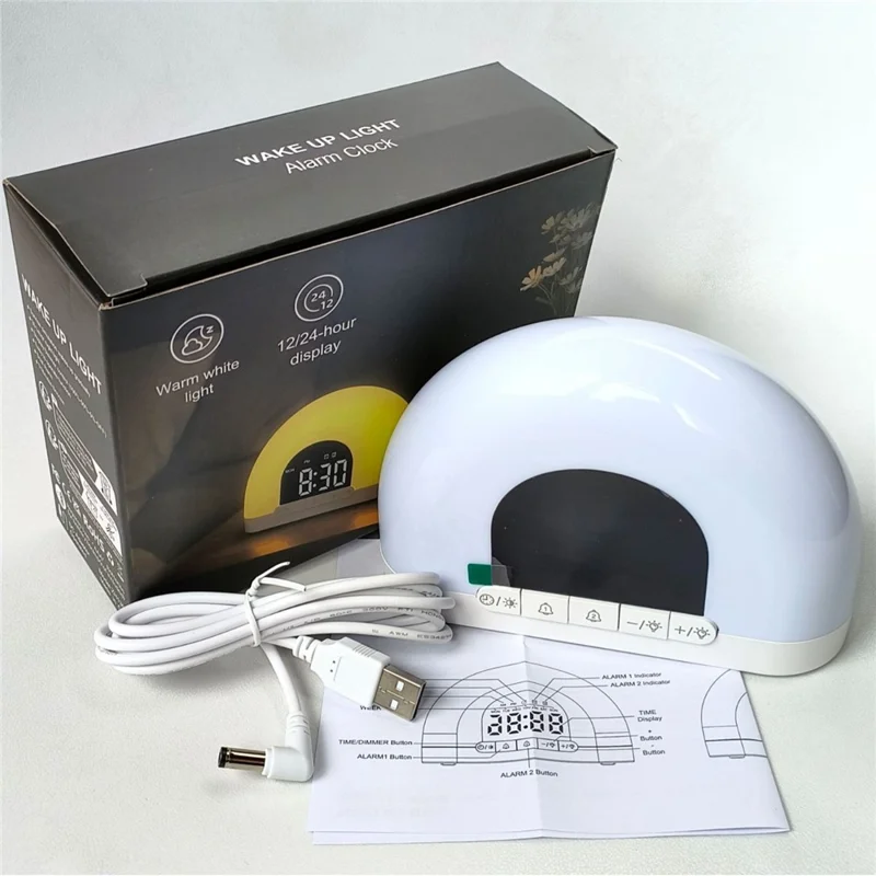 XH-304 Sunrise Wake Up Light Alarm Clock With Sound Ambint Lighting LED Desk Lamp Night Light