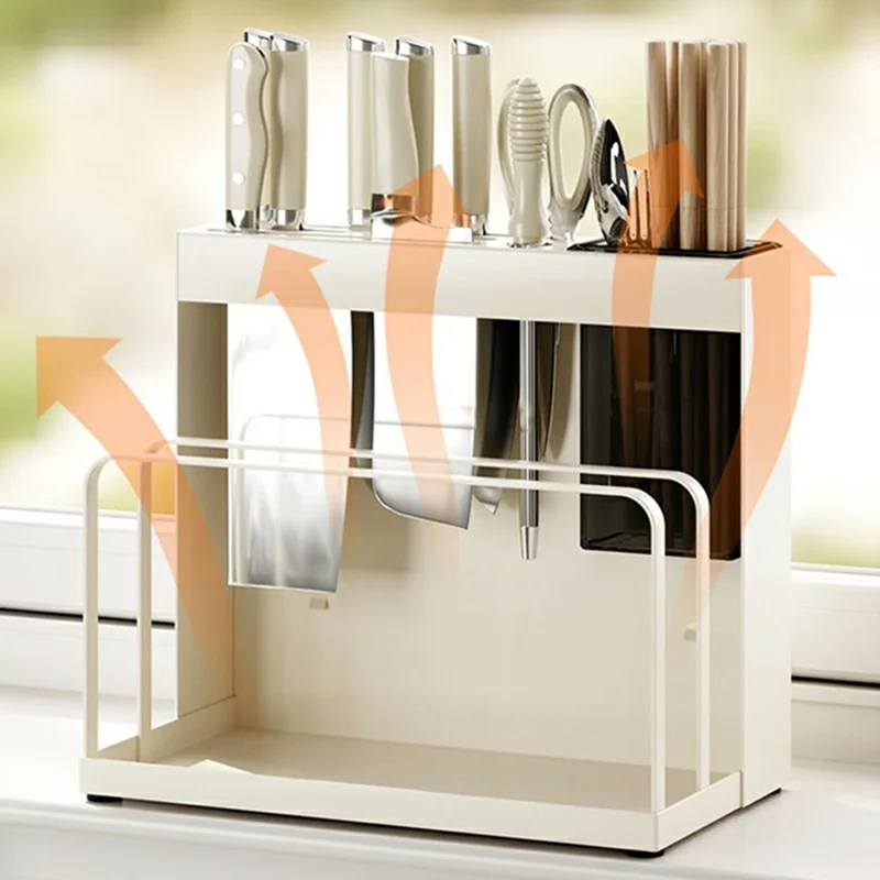 Multifunctional Kitchen Countertop Organizer For Knives Utensils Cutting Boards Carbon Steel Storage Rack