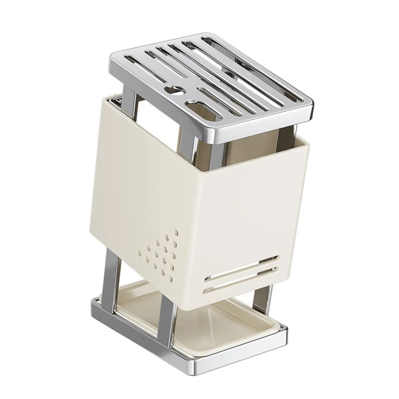 Multifunctional Kitchen Knife Holder Countertop Organizer Heavy Duty Cutlery Storage Rack - Beige