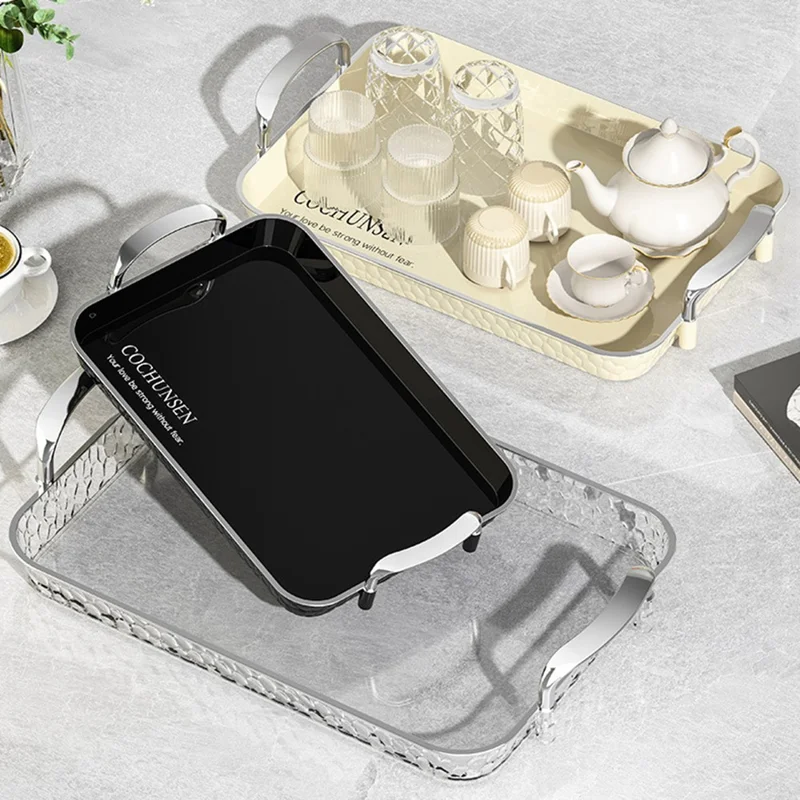 32.5 x 20.5 x 38.5cm 3-Layer Storage Tray Organizer for Living Room Desktop Removable Shelves - Beige