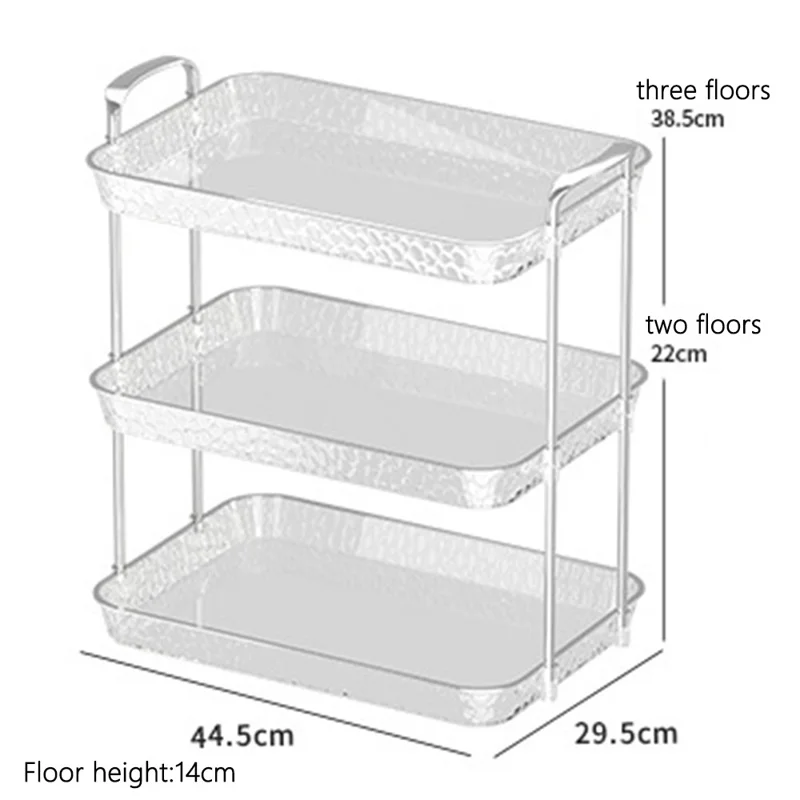 44.5 x 29.5 x 38.5cm 3-Layer Storage Tray Organizer for Living Room Desktop Removable Shelves - Beige