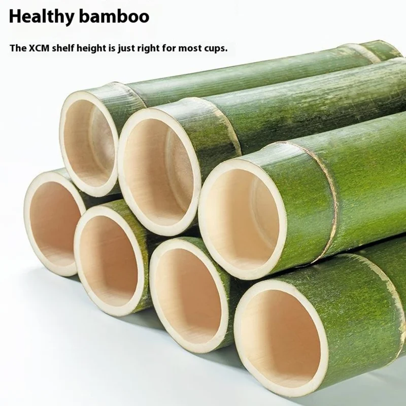 Rangement de verres à café et à vin en bambou à 4 niveaux de 50 cm - Support de rangement économisant de l'espace - Marron