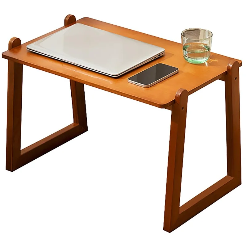 2514NZZZ-06 80cm Length Bed Desk Laptop Table Multifunctional Writing Desk for Dorm Foldable Bamboo Workstation - Tawny