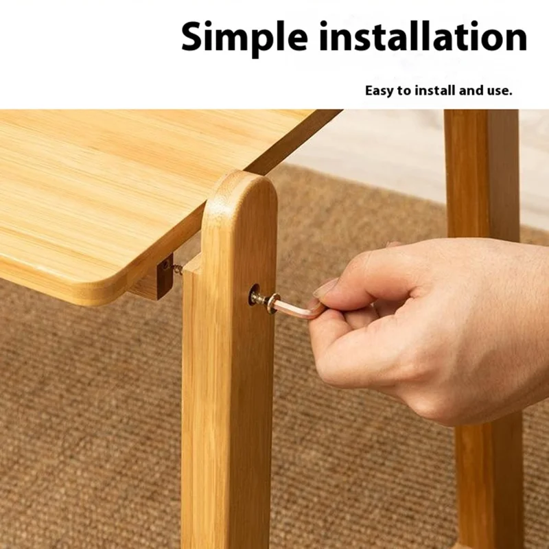 2514NZZZ-06 80cm Length Bed Desk Laptop Table Multifunctional Writing Desk for Dorm Foldable Bamboo Workstation - Tawny