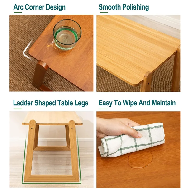 2514NZZZ-06 80cm Length Bed Desk Laptop Table Multifunctional Writing Desk for Dorm Foldable Bamboo Workstation - Tawny