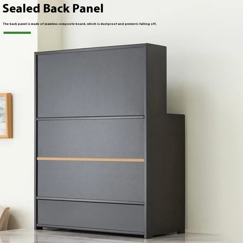 Étagère de rangement multifonctionnelle en bambou de 45 cm avec portes coulissantes, résistante à la poussière