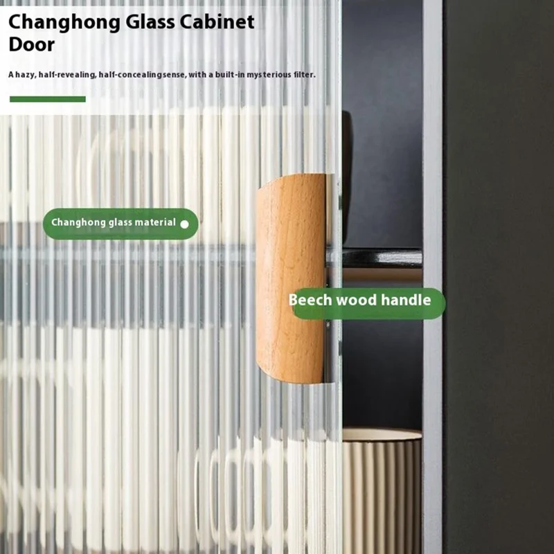 2547TMZWG-18 45cm Length Cup Organizer Shelf with Inner Divider Bamboo Desktop Multi-Tier Storage Rack with Sliding Doors