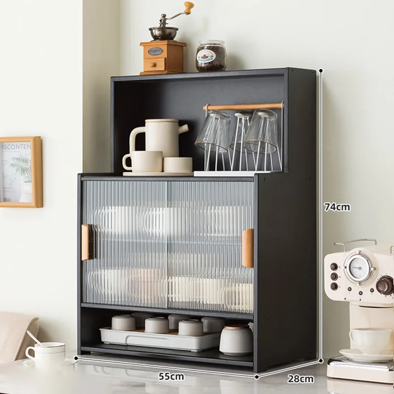 2547TMZWG-22 55cm Length Dust Proof Cup Storage Rack Extended Height Desktop Mug Organizer Shelf with Inner Divider