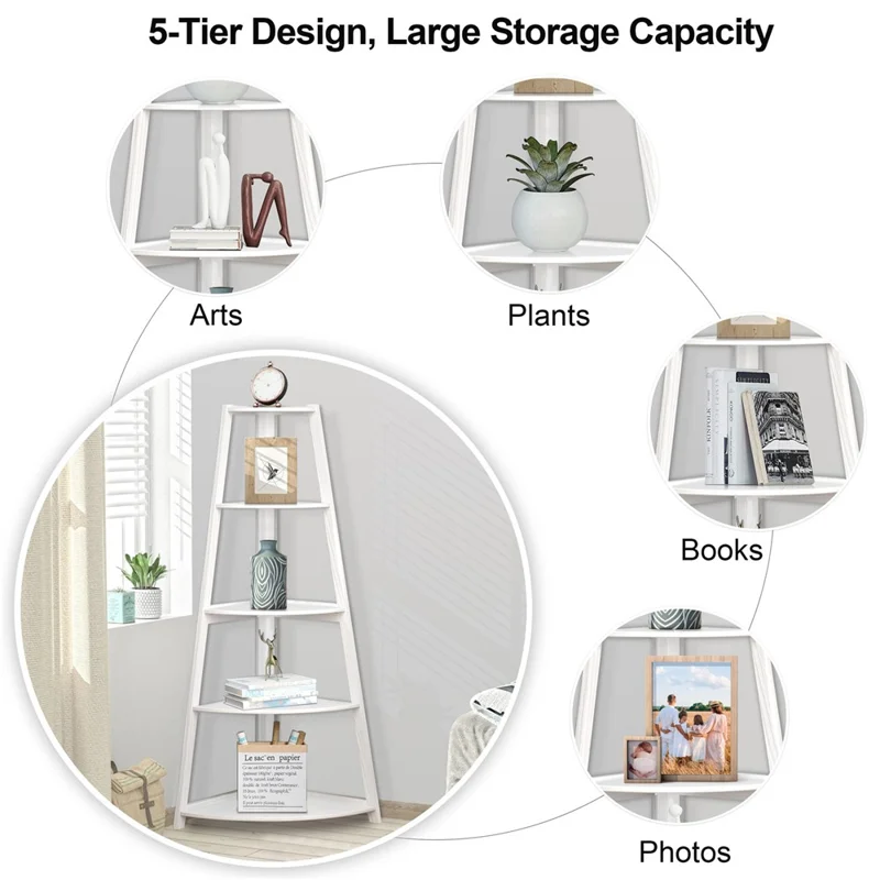 5 Tiers Plant Stand Corner Storage Shelf for Living Room Bedroom Kitchen Space Saving Organizer