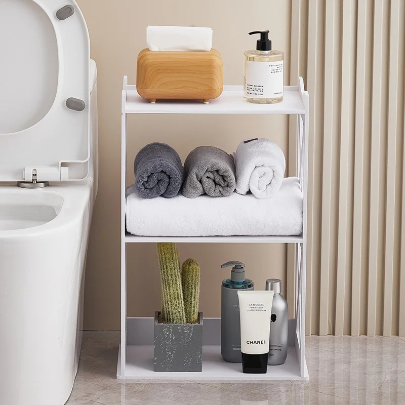 Bedside Table Storage Rack Mini Bookshelf Bathroom Floor Standing PVC Shellf
