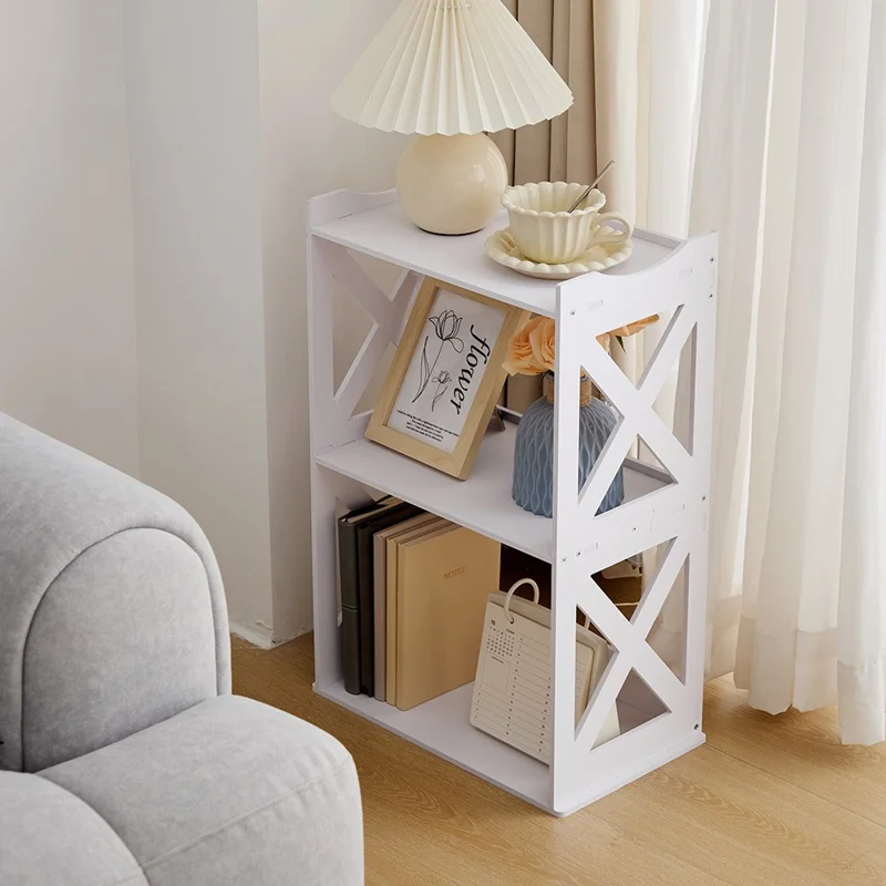 Bedside Table Storage Rack Mini Bookshelf Bathroom Floor Standing PVC Shellf