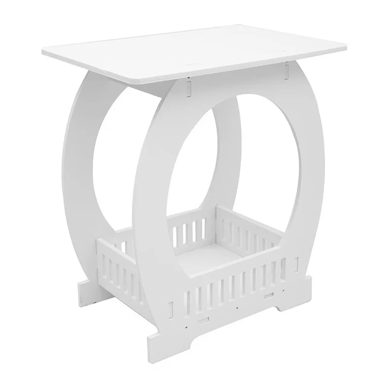 Mesa lateral minimalista curva tamanho P para sala de estar, quarto, criado-mudo, prateleira de armazenamento