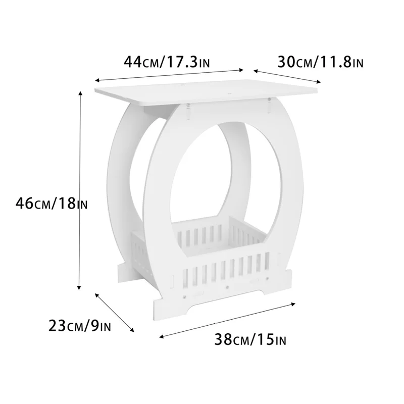 Table d'appoint courbe minimaliste de taille L pour salon, chambre à coucher, table de chevet, étagère de rangement