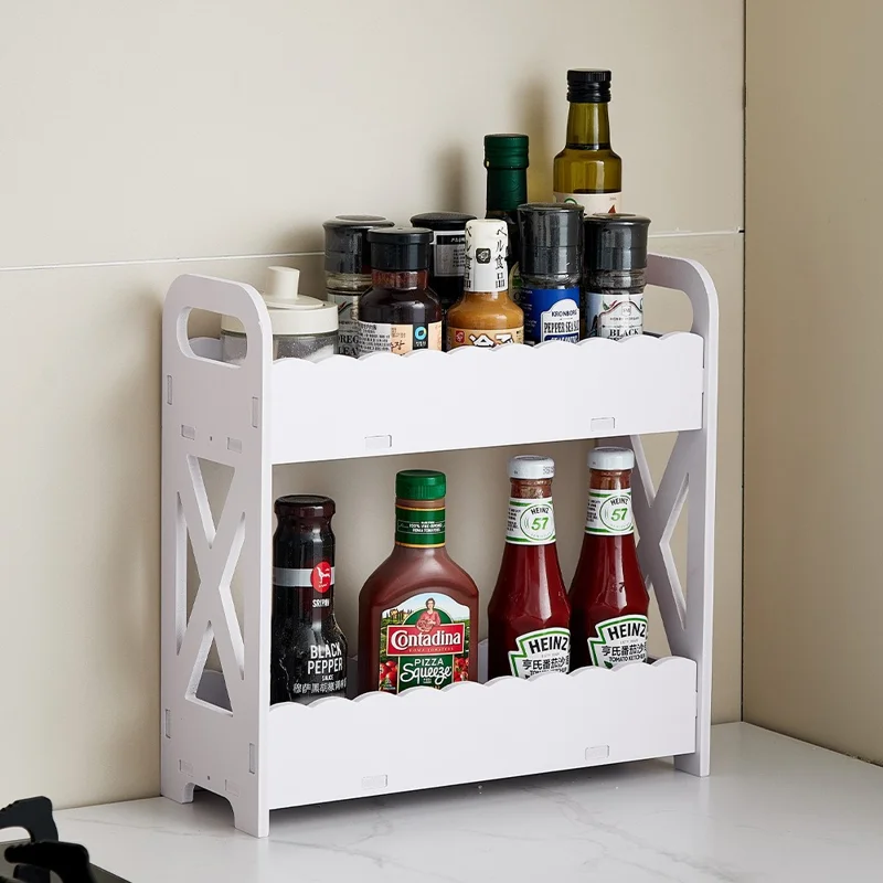 Étagère de rangement de bureau à deux niveaux pour la cuisine et la salle de bain, rangement minimaliste
