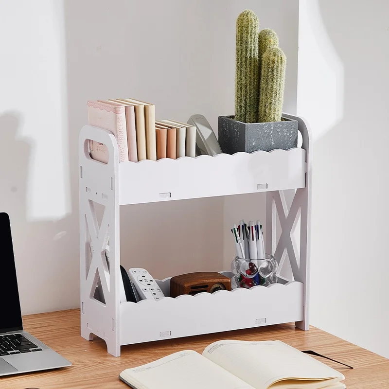 Étagère de rangement de bureau à deux niveaux pour la cuisine et la salle de bain, rangement minimaliste