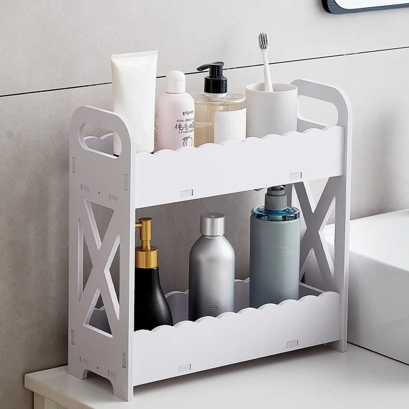 Étagère de rangement de bureau à deux niveaux pour la cuisine et la salle de bain, rangement minimaliste