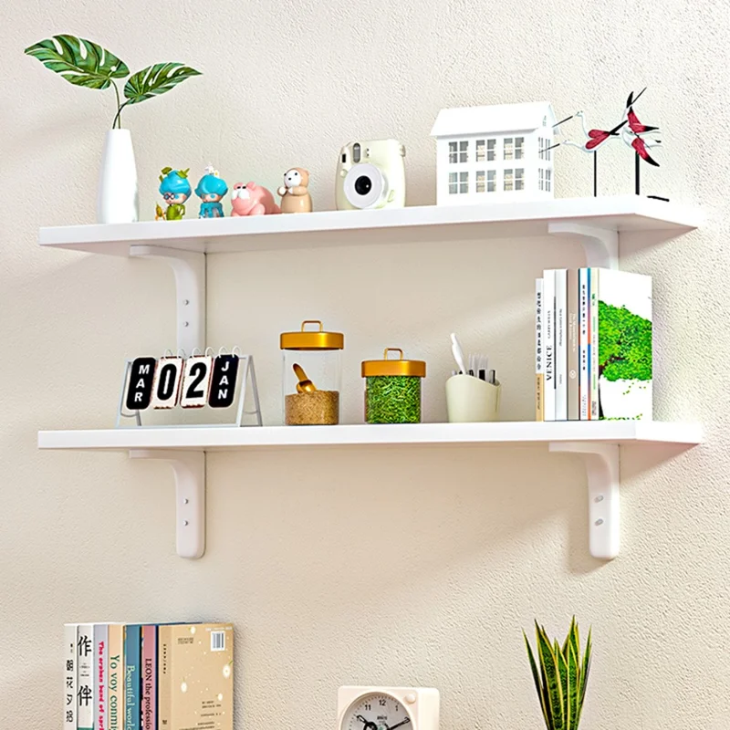 60x20cm Wall Mounted Shelf Wooden Board Storage Rack for Living Room  /  Bedroom  /  Office - Walnut