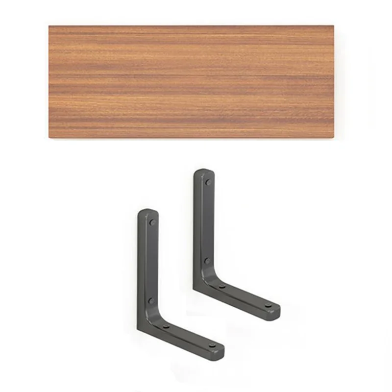 60x30cm Wall Mounted Shelf Wooden Board Storage Rack for Living Room / Bedroom / Office - Walnut