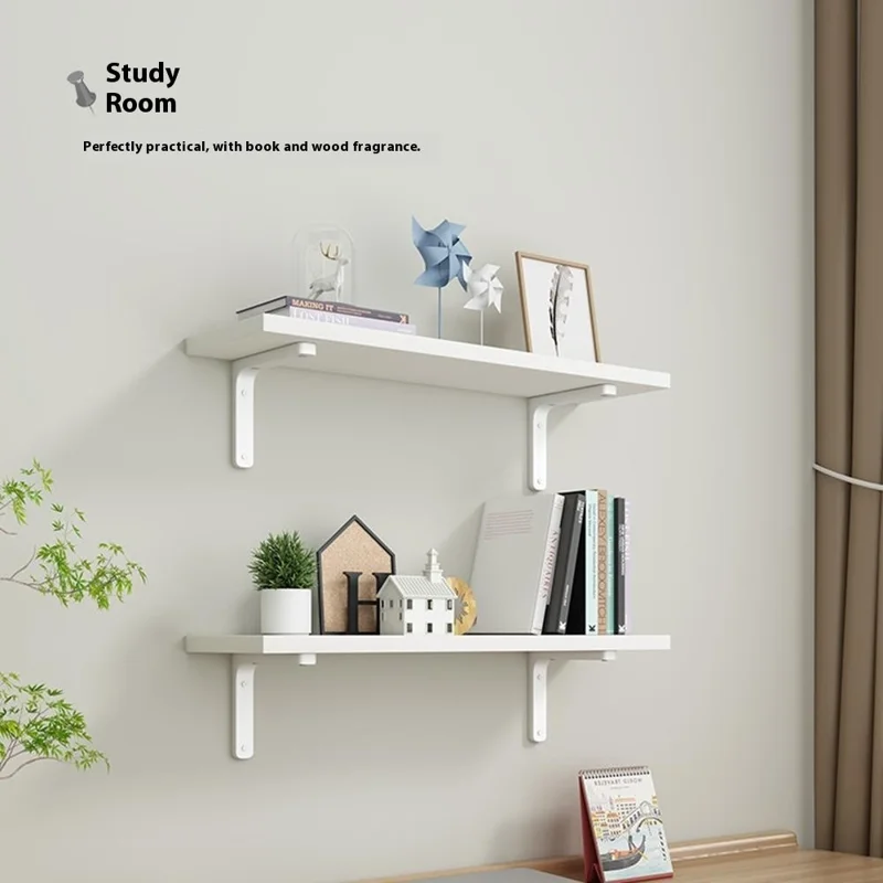 60x30cm Wall Mounted Shelf Wooden Board Storage Rack for Living Room / Bedroom / Office - Walnut