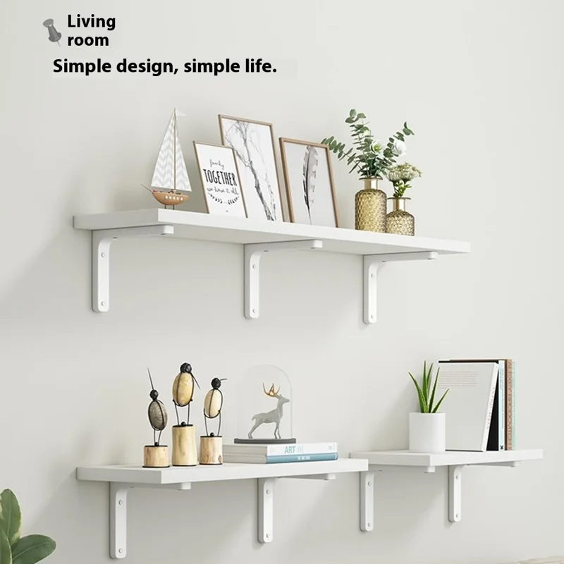 60x30cm Wall Mounted Shelf Wooden Board Storage Rack for Living Room / Bedroom / Office - Walnut