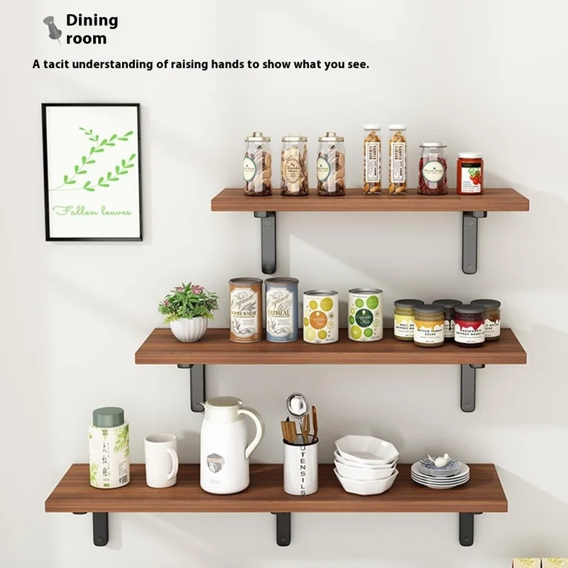 60x30cm Wall Mounted Shelf Wooden Board Storage Rack for Living Room / Bedroom / Office - Walnut