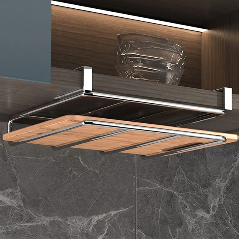Under Cabinet Organizer Stainless Steel No Drill Cutting Board Holder Kitchen Storage Rack
