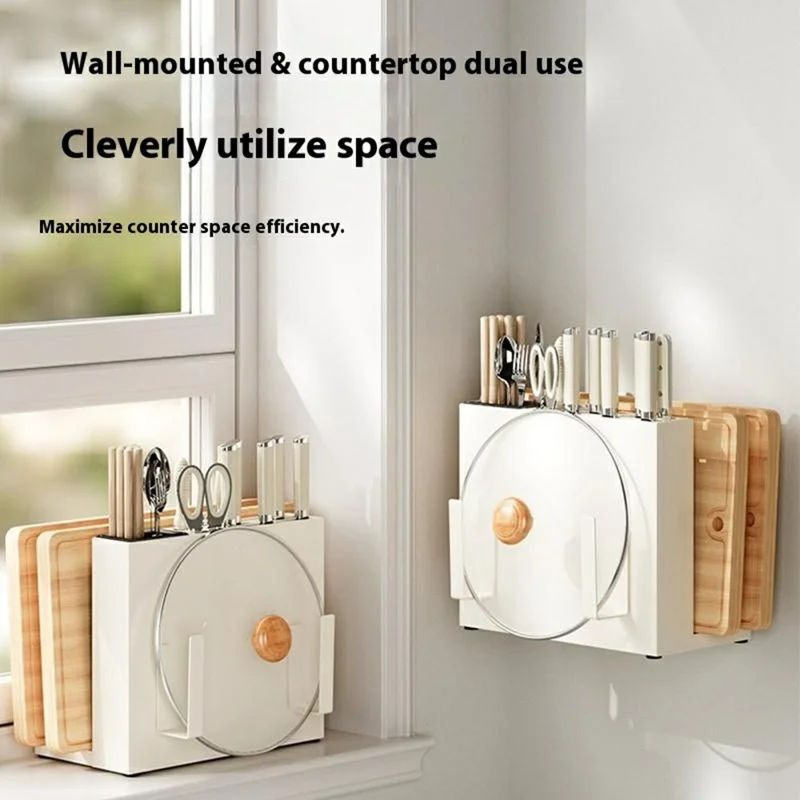 Countertop Knife Utensil Organizer Cutting Board Holder Kitchen Storage Rack Drainer for Knives / Forks / Spoons