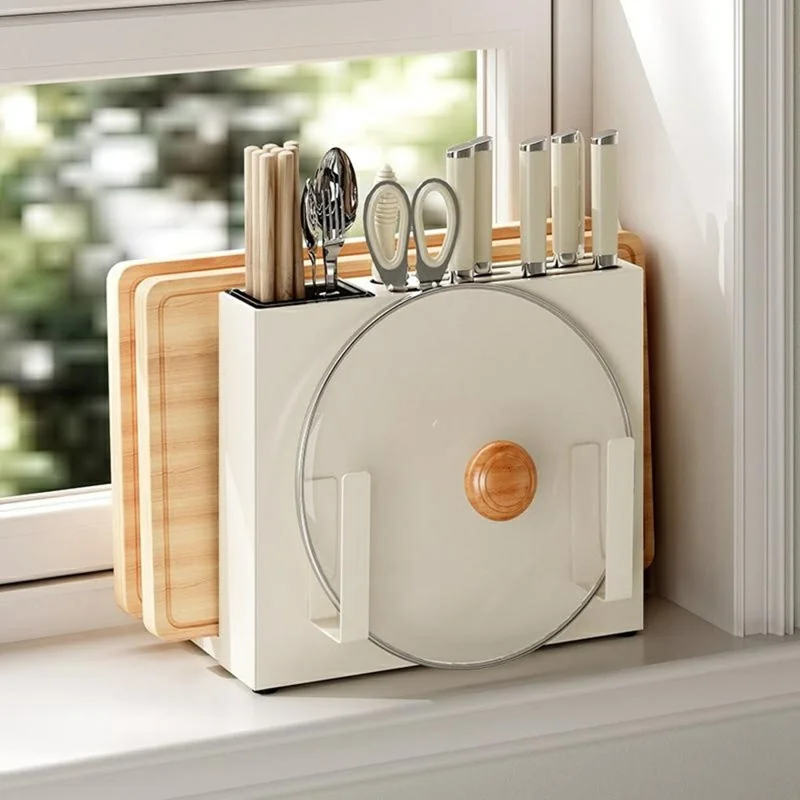 Countertop Knife Utensil Organizer Cutting Board Holder Kitchen Storage Rack Drainer for Knives / Forks / Spoons