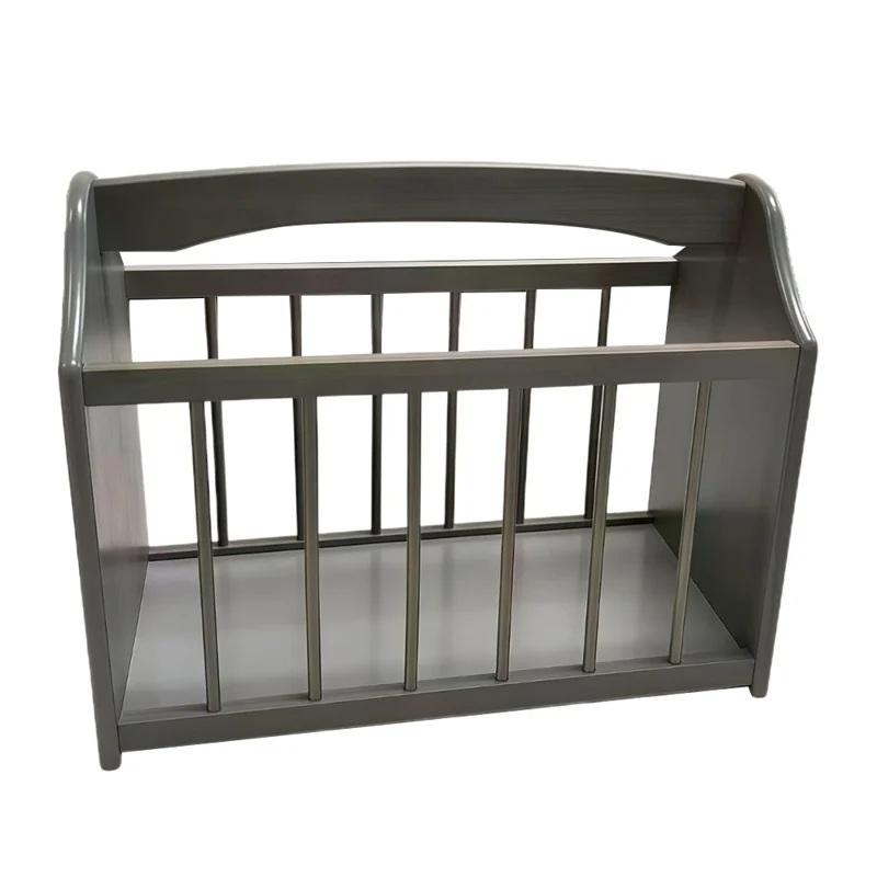 Bamboo Magazine Rack Space Saving Newspaper Holder Mail Organizer Storage Basket with Handle