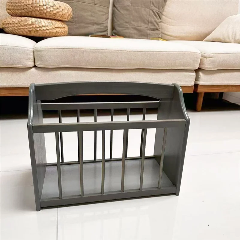 Bamboo Magazine Rack Space Saving Newspaper Holder Mail Organizer Storage Basket with Handle