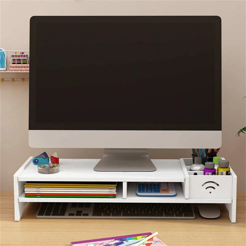 Dual Layer Organizer Storage Shelf Creative WiFi Pattern Desktop Monitor Riser Stand