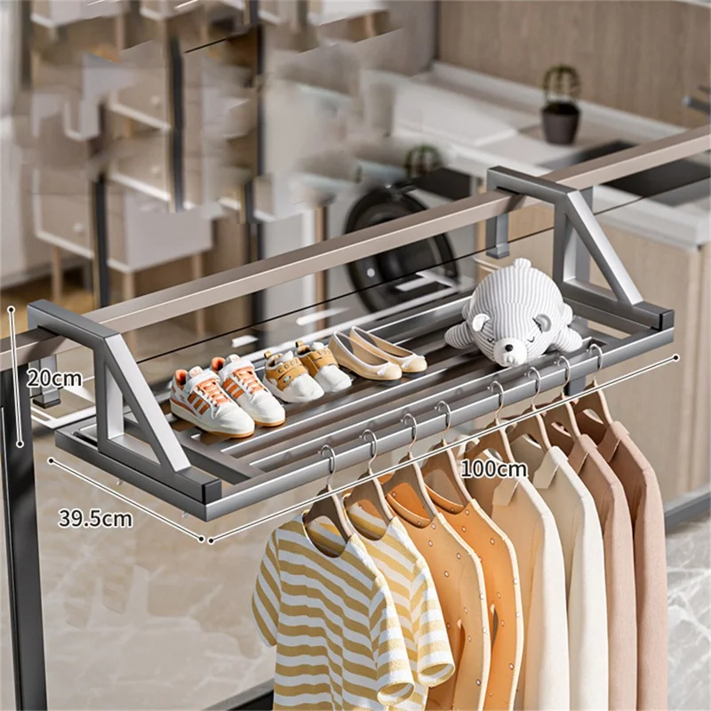 100x39.5x20cm Balcony Drying Rack Window Railing Clothes Hanger Shoe Drying Rack for Home - Tarnish