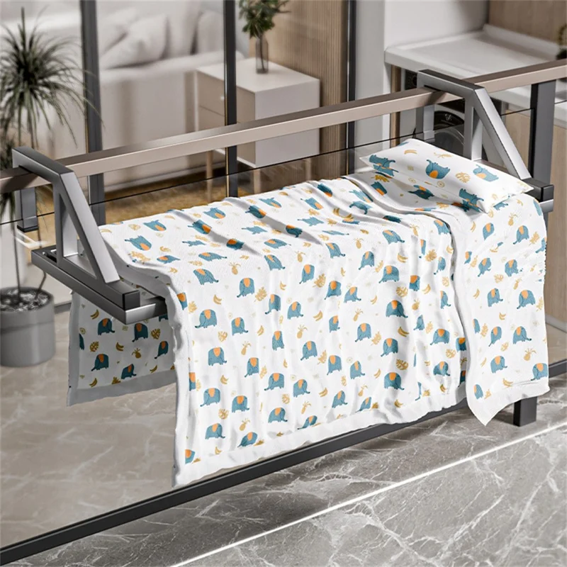 100x39.5x20cm Balcony Drying Rack Window Railing Clothes Hanger Shoe Drying Rack for Home - Tarnish